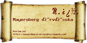 Mayersberg Árvácska névjegykártya